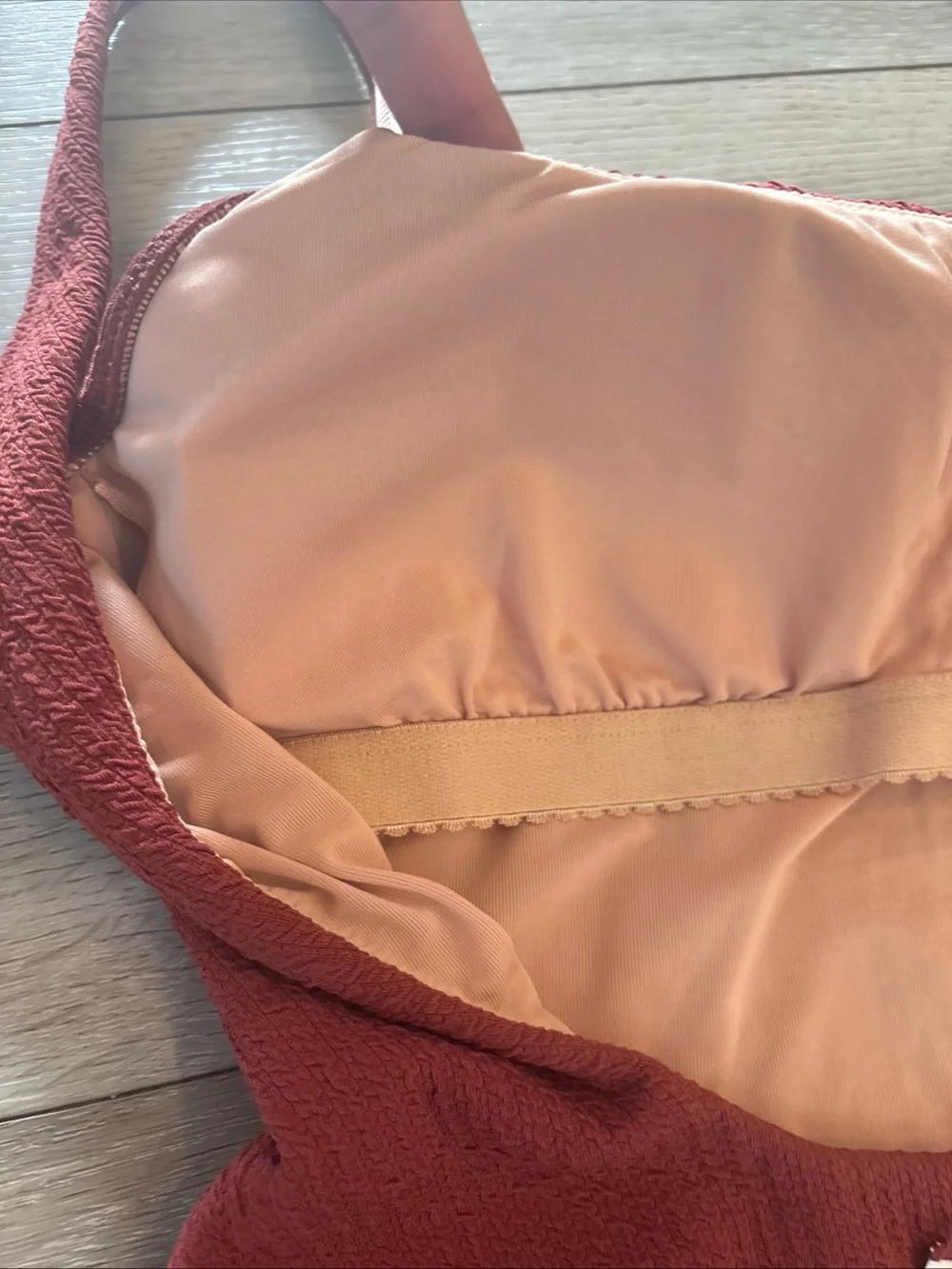 EUC J. Crew Textured Square Neck Scoop Back One Piece Swimsuit Sz 6 Brown